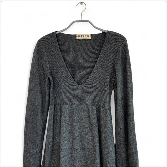 Diab'less Diabless Charcoal Gray Angora Blend Soft Knit Sweater Dress S - M - Picture 2 of 4